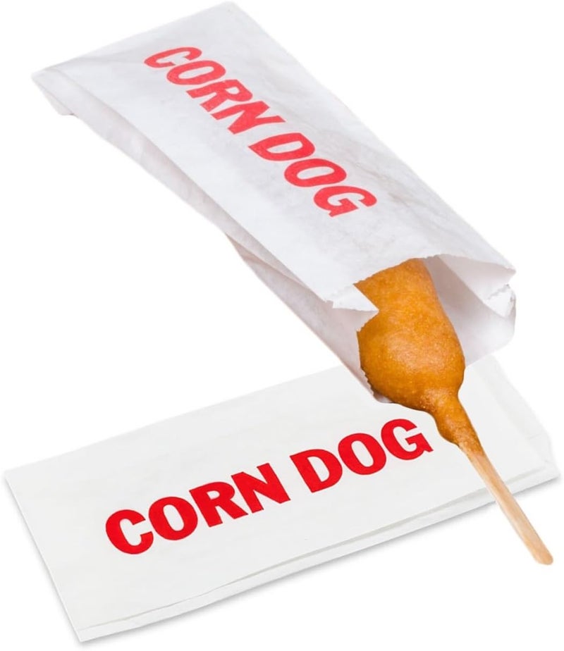 Bits N Things Printed Paper Corn Dog Bags | Party Event Carnival Fair | Classic Red & White Design | 3" x 3/4" x 7" - Pack of 1000 - Image 1